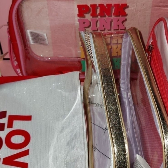 PINK beauty bags bundle NWT